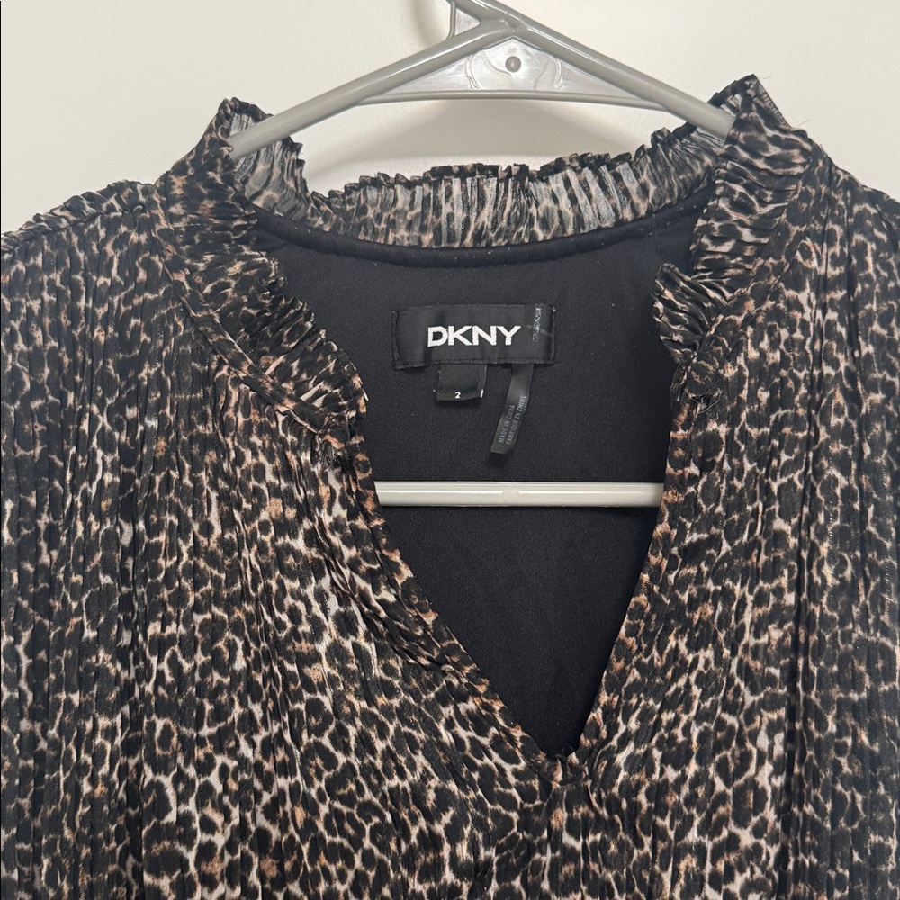 DKNY Sleeveless Leopard Print Dress - Picture 3 of 5